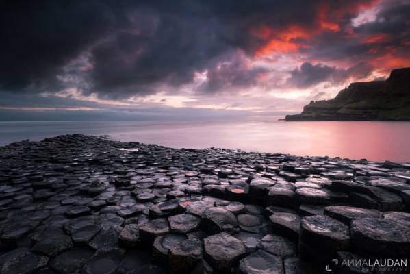 Bloody sunrise at the Giant's Causeway